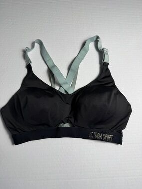 Victoria's Secret Black & Sage Strappy Wireless Sports Bra